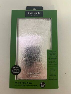 kate spade Wrap Folio Case for iPhone 16 Pro Max in Silver